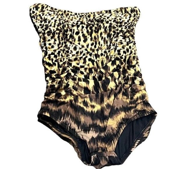 Carmen Marc Valvo Animal Print One Piece Swimsuit Size 10 - Picture 1 of 3